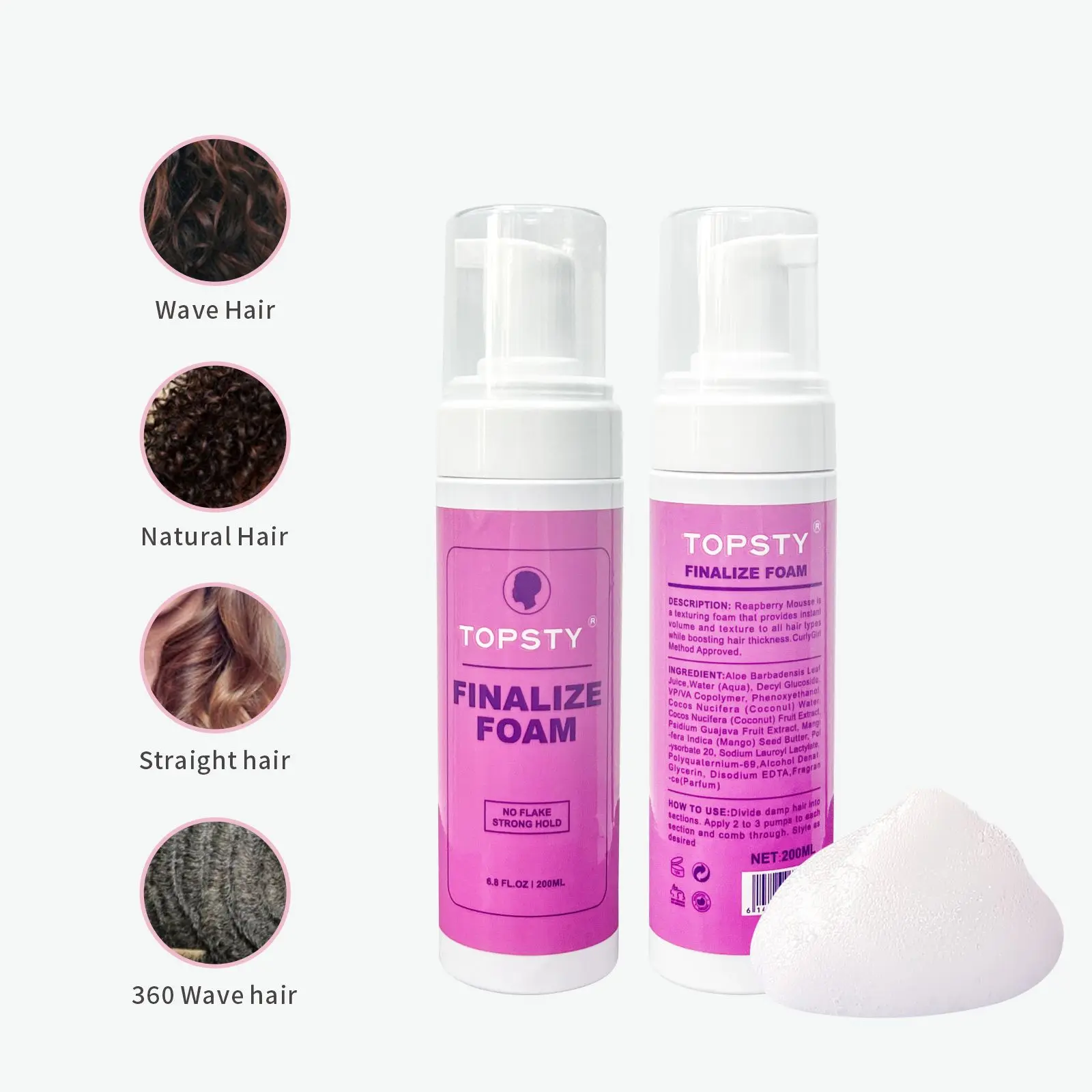 Sculpting Foam Firm Hold Volumizing Hair Mousse Private Label Fast Drying for Hair Styling