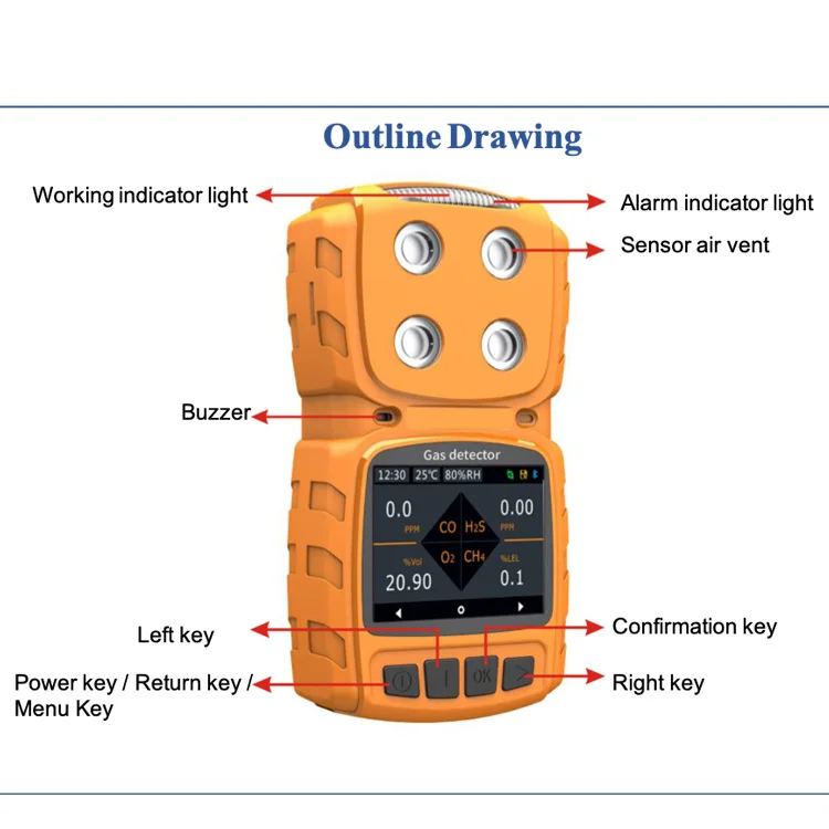 MS104K Portable LPG Gas Detector single Gas Detector High Accuracy Ethylene Gas Meter For Fruit Ripening