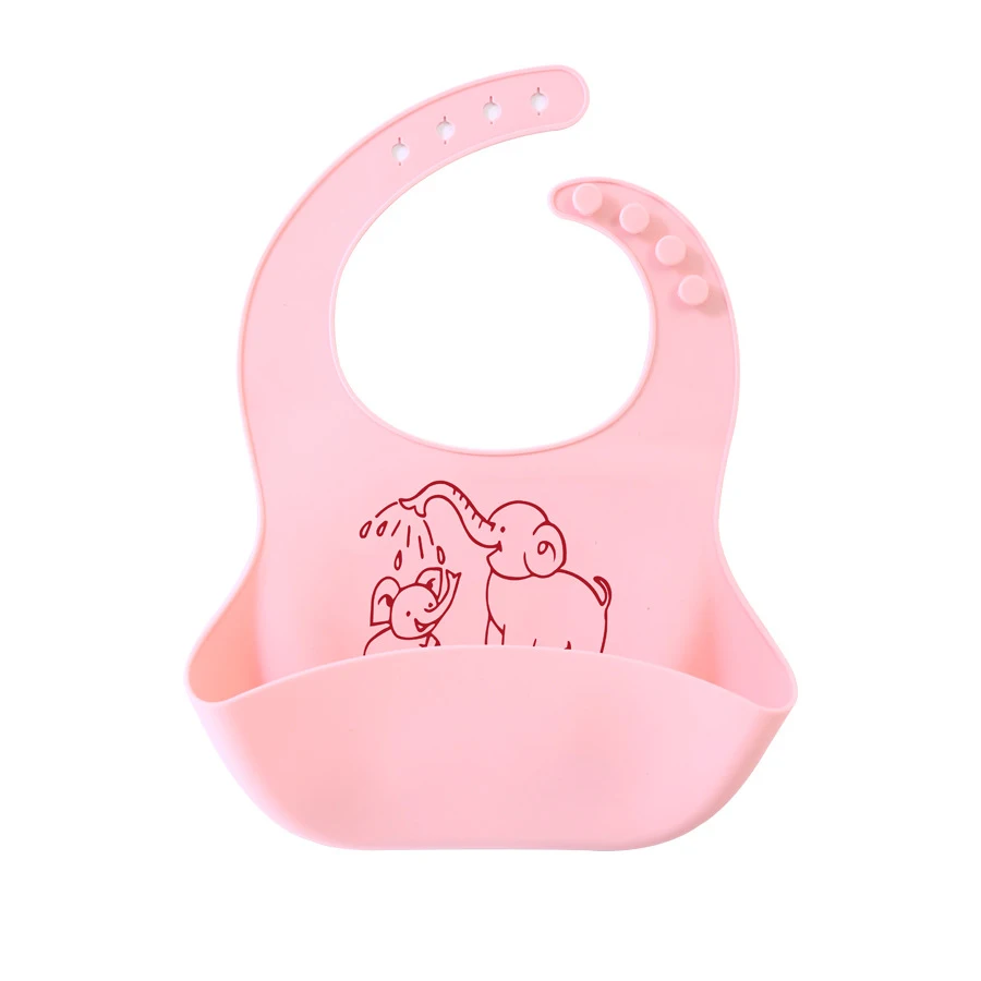 Custom Printed Free Sample Bpa Free Food Grade Children Feeding Kids Waterproof Baby Silicone Bib Set Colorful Silicone Baby Bib