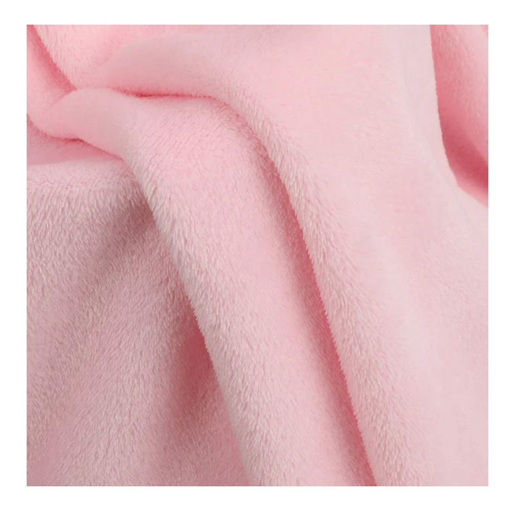 Low Moq Wholesale Popular Plush Toy Pajamas Fleece Fabric Solid color 100% Polyester Microfiber Coral Fleece fabric