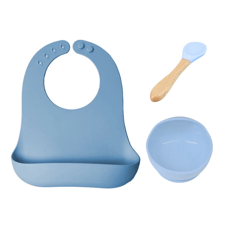 
Custom Wearable Waterproof Feeding Foldable Modern Silicone Baby Bibs And Bowl Set 