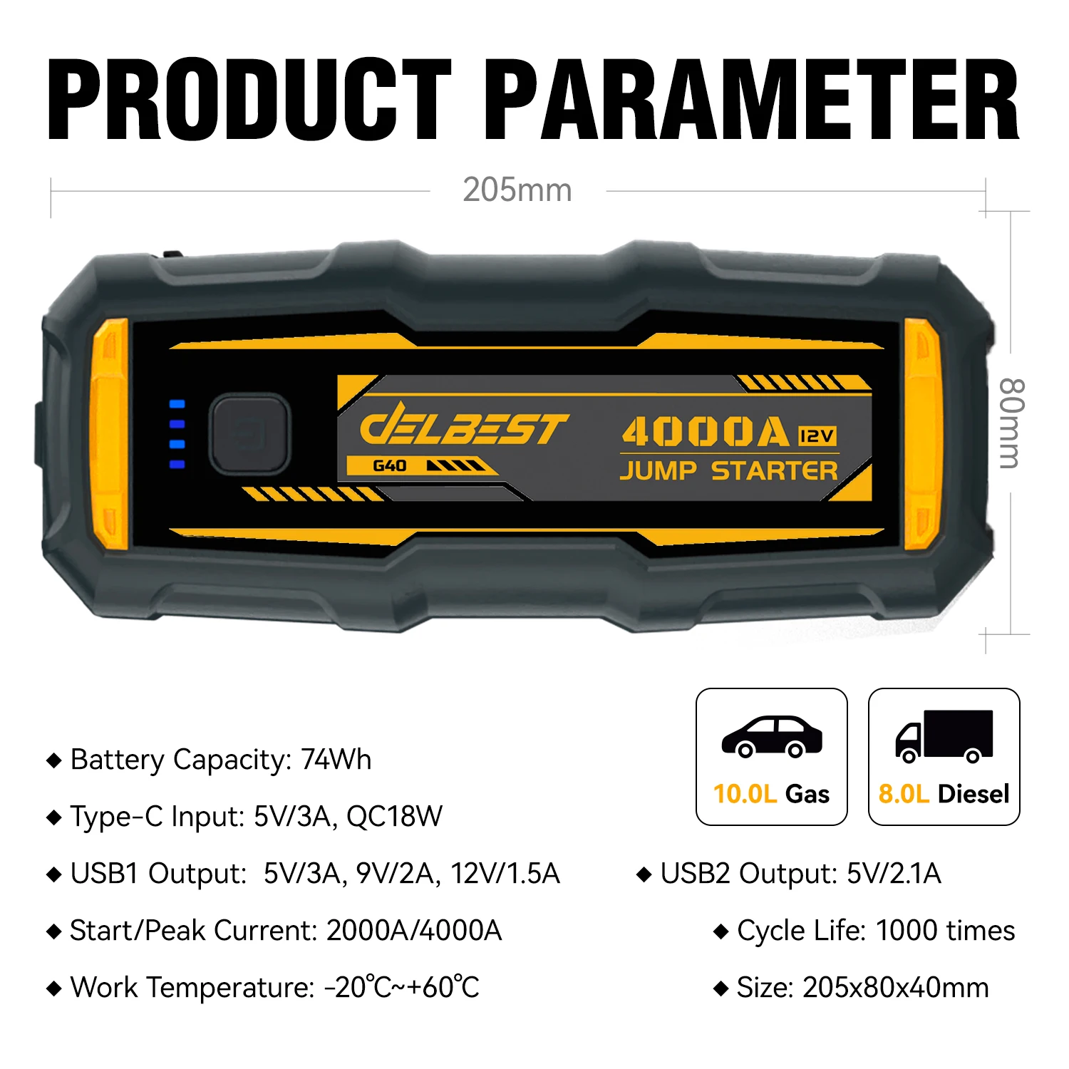 Emergency Power Supply Booster Portable Power Bank Battery 65W Fast charger 230W outport 12V Car Battery Jump Starter