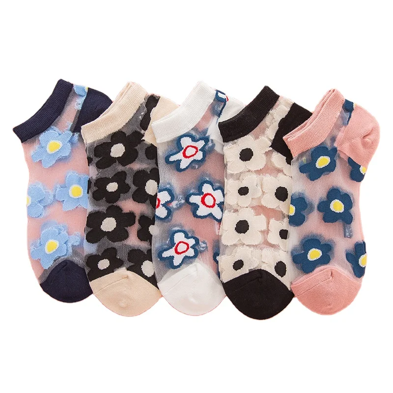 New flower design 5 pairs in a pack of fiberglass boatsocks