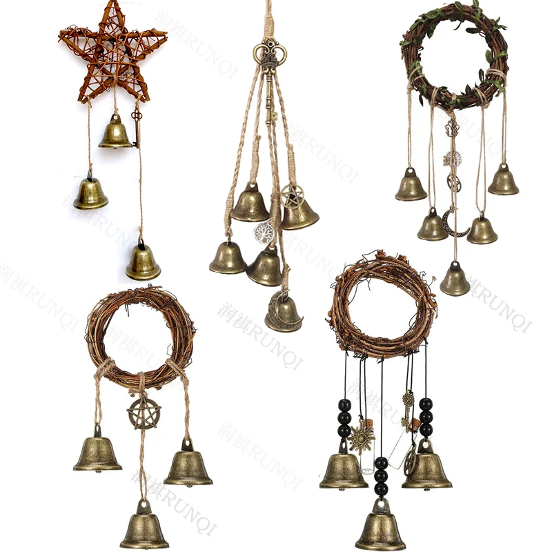 Witch wind chimes string decorative metal bells DIY twine handmade Bell on the door hanging decorations  Jingle wind chimes