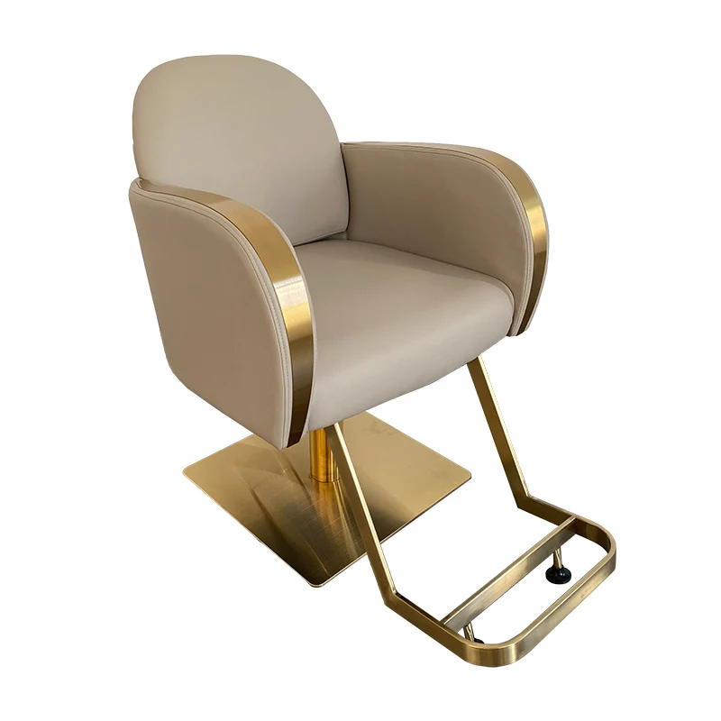 Salon Styling Chair gold metal gray Salon Chair Hydraulic Reclining Hairdressing Chair