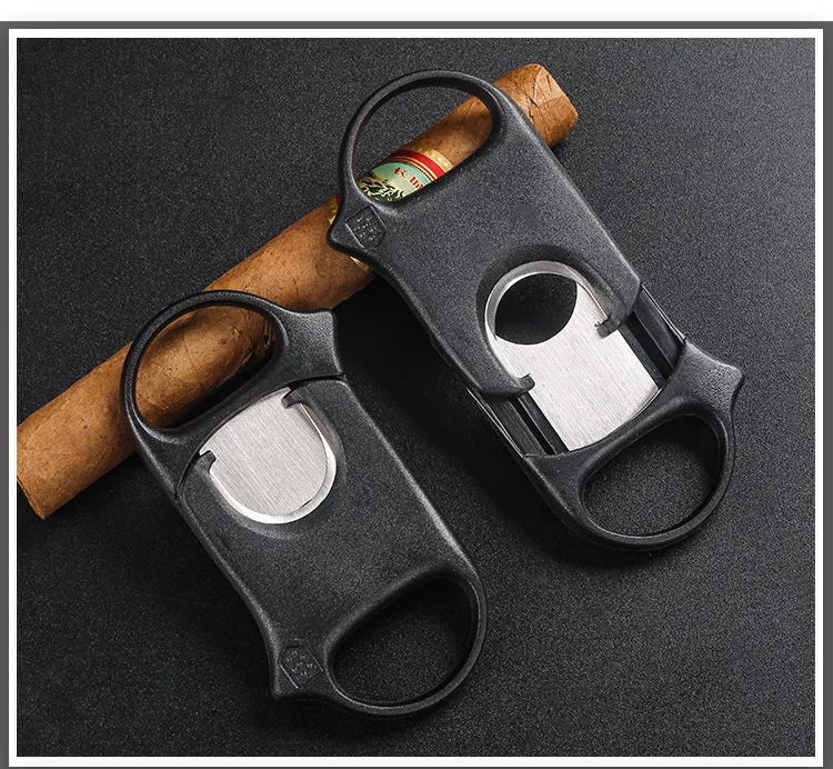 custom Logo Mini 20mm ring Plastic Double Blades Guillotine Cutter Cigar Cutter Tools Mini Cigar Knife