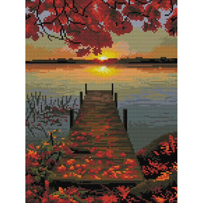 Landscape pattern diy needlework cross stitch kit simple embroidery designs