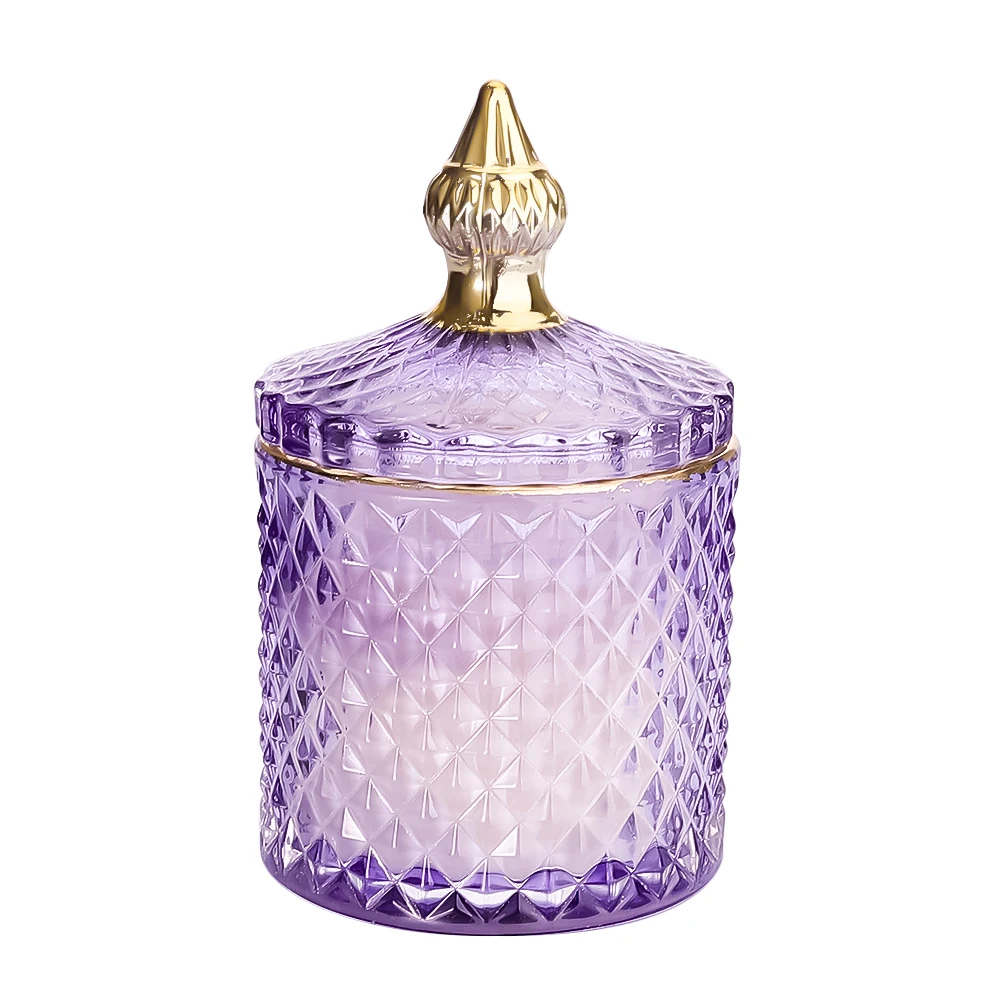 Christmas Luxury Home Decoration Colored Green Clear Plating Glass Candle Jar Empty 8Oz 10Oz Candle Vess