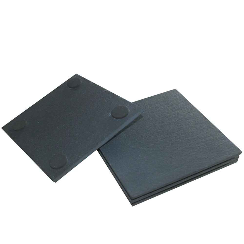 2022 Best Wholesale Rectangle Black Slate Coasters 10*10cm Customized Square Slate Coasters Drink Cup Coaster