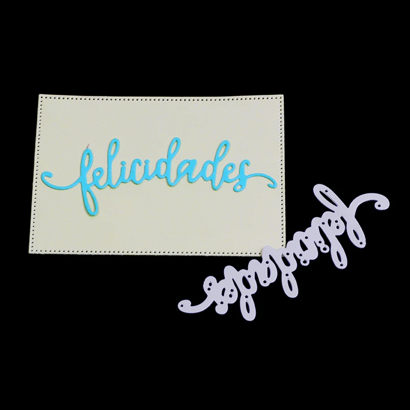 AAGU 2022 New Metal Cutting Cutter Spanish Word Letter Scrapbooking Craft Dies Die Cutting Machine Folk Craft Cheer Up Spain Die