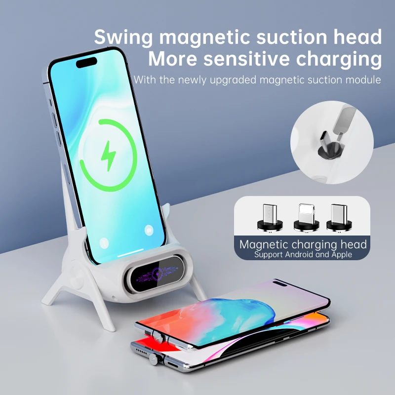 2023 Trending Products Portable 15W Fast Charging Desk Chair Mobile Cell Phone Wireless Charger Stand Holder