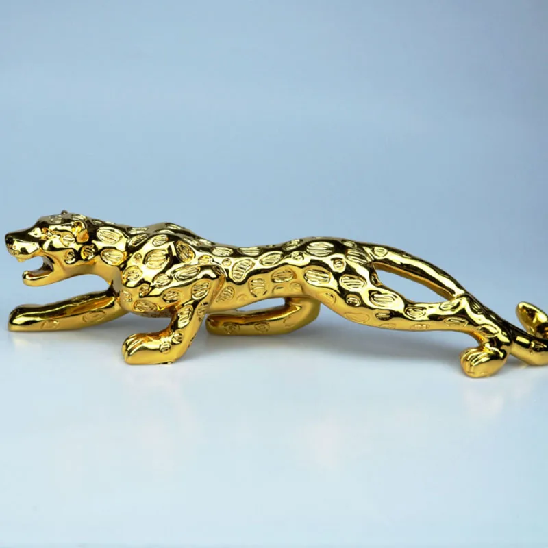 
Modern Abstract Gold Panther Sculpture Resin Leopard Statue Wildlife Decoration Gift Craft Ornament Accessories 