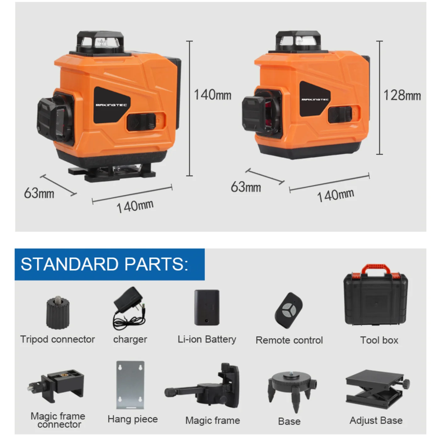 16 Beam green line Laser Level 8V8H Laser and Leveling 4D lithium battery powered