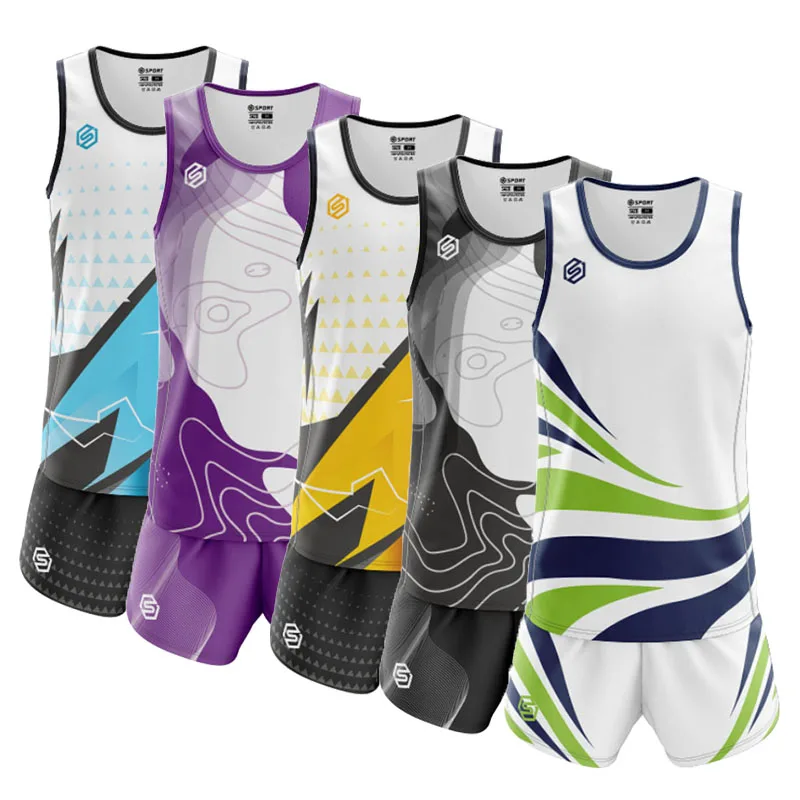 New Design Kids Man Running Uniform Outdoor Race Sprint Track Suit Boys Adult Marathon Running Jersey Set