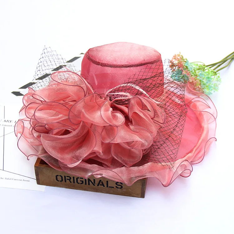 Wedding hats fancy stain elegant in formal high quality good quality ladies women female lace bowknot church hats