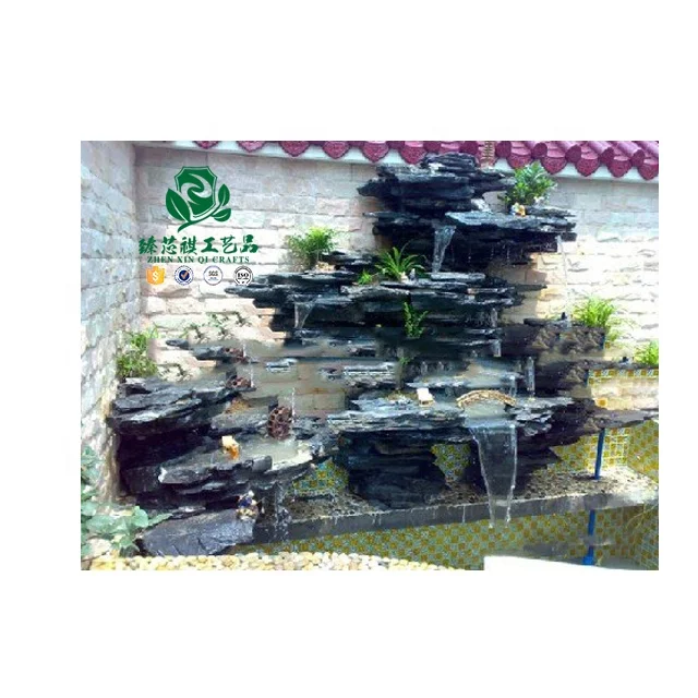 zhen xin qi crafts Natural Wholesale fiberglass artificial rock fountains For All Garden Styles waterfall