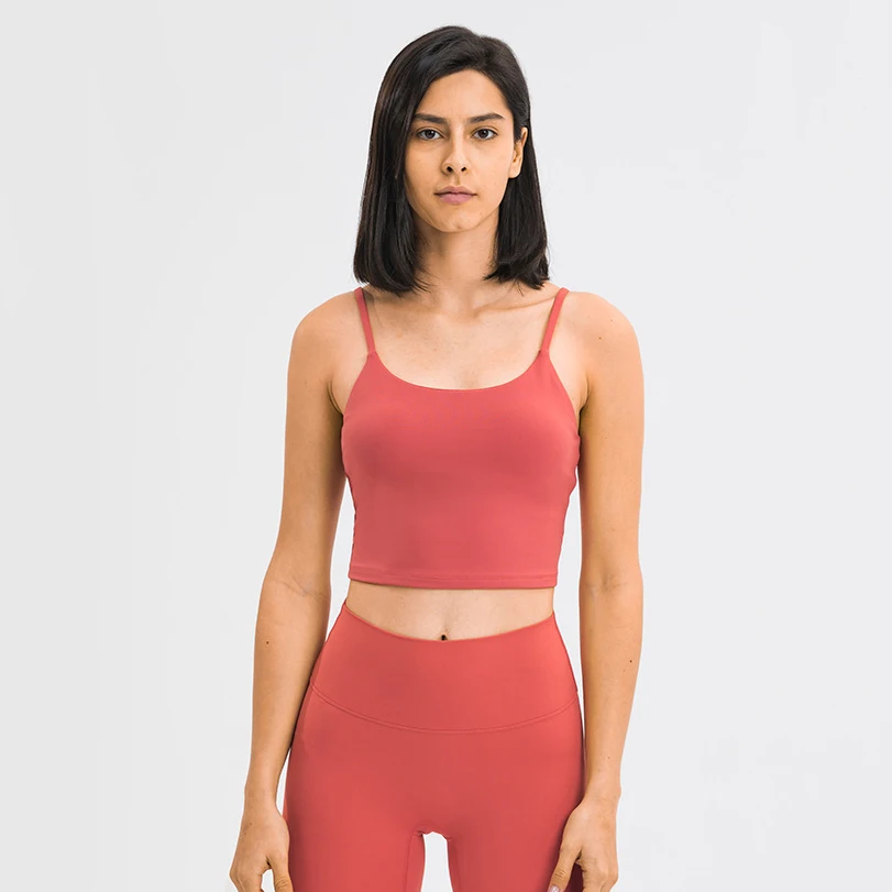 Women Crop Top Yoga Bra Padded Sleeveless Tshirt Strappy Gym Top