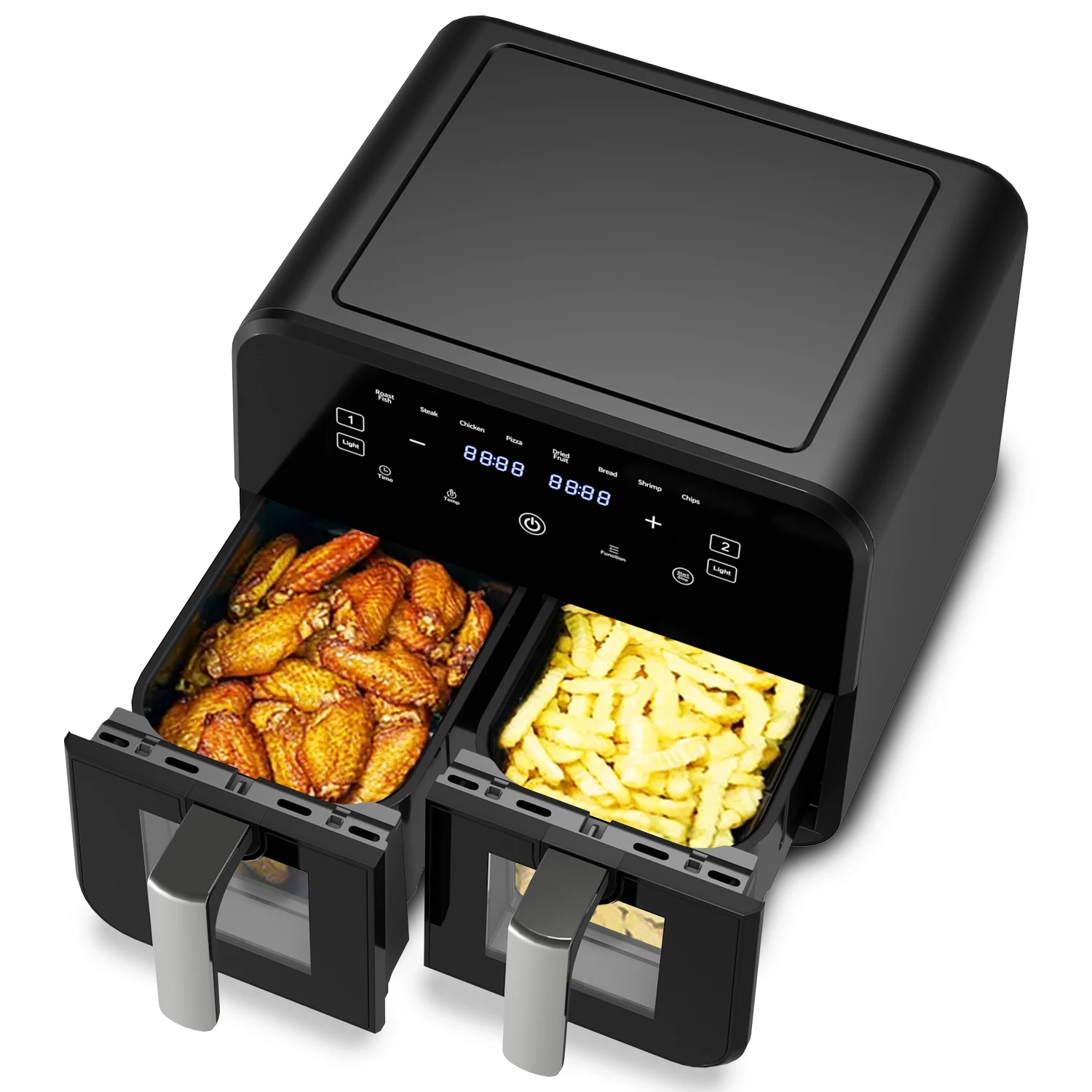 Skyson double zone air fryer with dual basket 4.5L+4.5L big capacity smart digital display air fryer