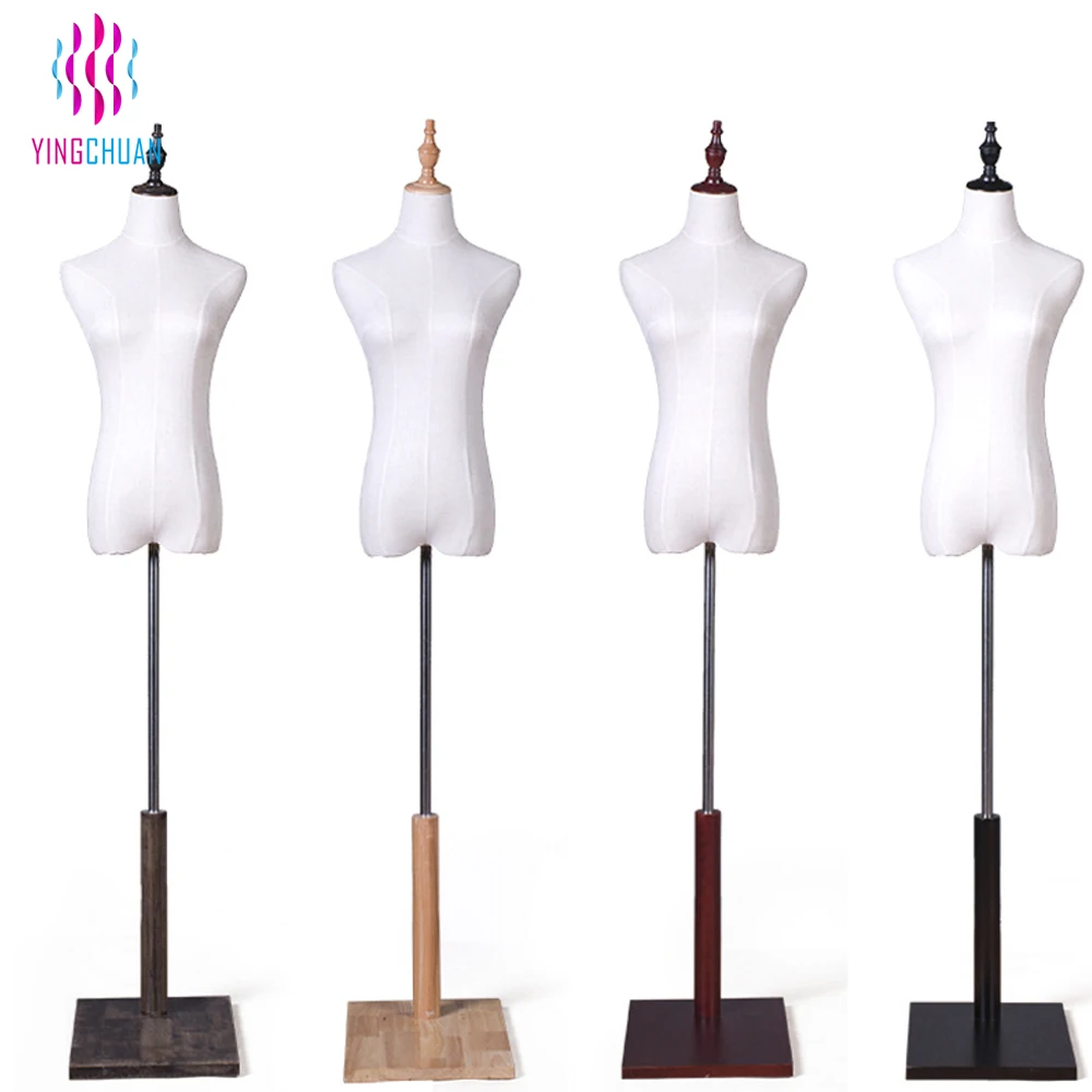 Wholesale half body foam dress form mannequin with wooden arms