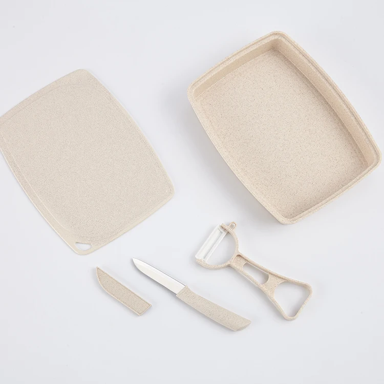  4 Pcs Home Picnic Mini Ceramic Peeler and Fruit Knife Set with Small Cutting Board