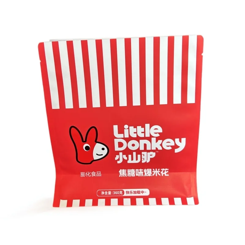 Cheap price Snack Food Grade Recyclable Material Waterproof Wrapping flat bottom bag Popcorn Packaging Bags