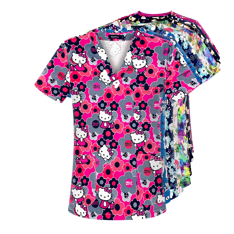 2022 Surgical Uniforms Pharmacy Hospital Scrubs Tops Breathable Beauty Salon Nurses Dress Uniform