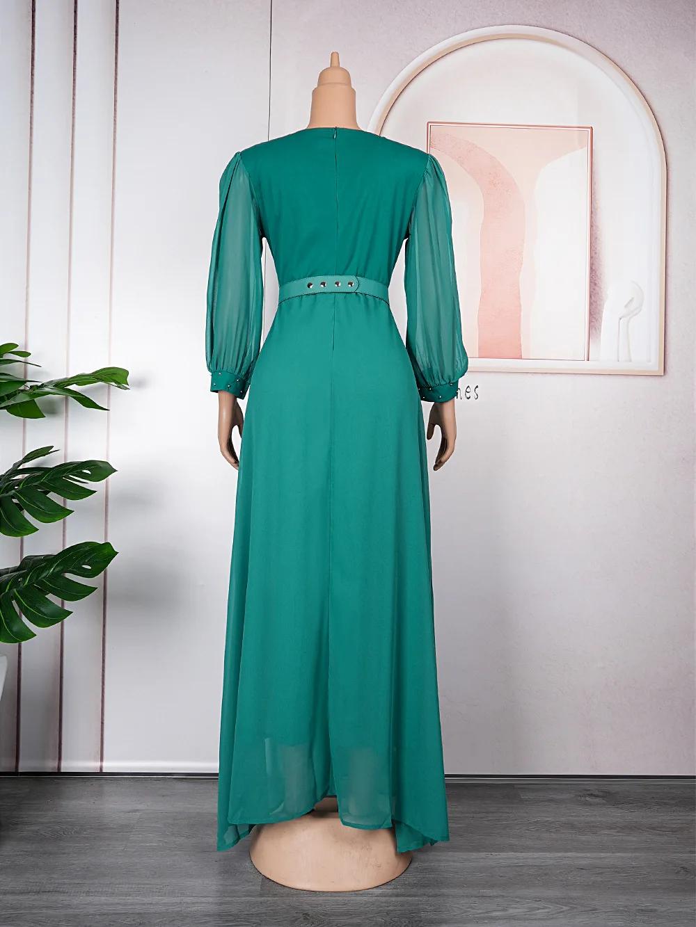 European and American women fashion beading casual maxi dress African Chiffon floor length skirt Embroidered Casual Dresses