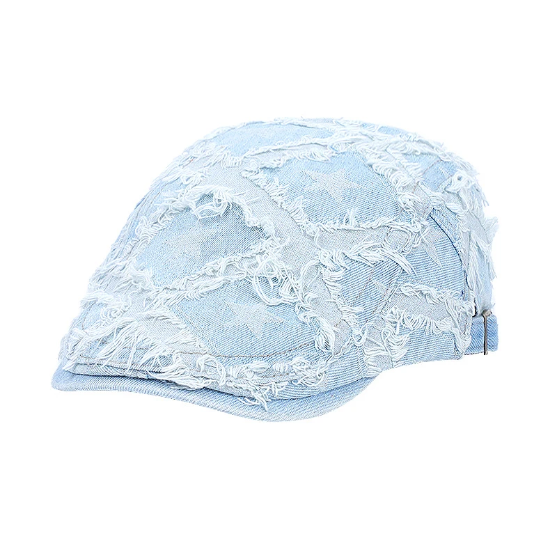 Unisex Denim Newsboy Hats Flat Ivy Gatsby Cabbie Driving Street Style Star Beret Cap