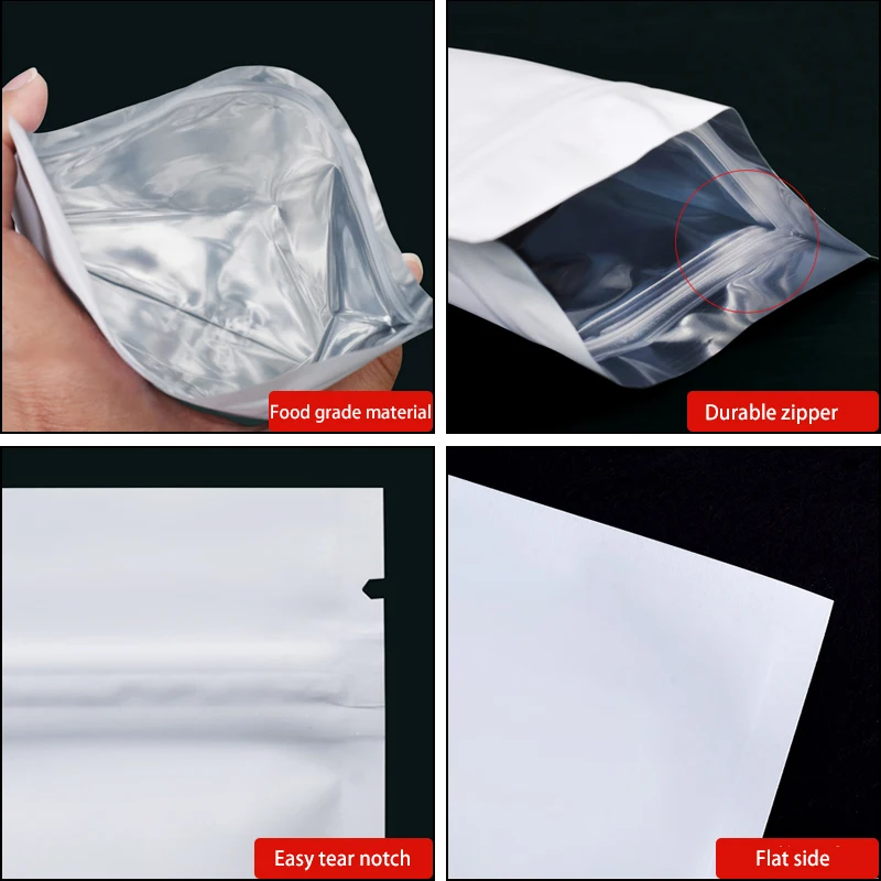 White Aluminum Foil Tea Cat Food Fish Bait Coffee Dried Fruit Snack Food Dispensing Bags