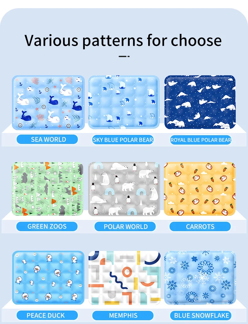 Foldable Reusable Non-toxic Ice Pads Cooling Dog Mat Pet Ice Pad Logo Opp Bag for Pets Customized SGS Solid Hand Wash Acceptale
