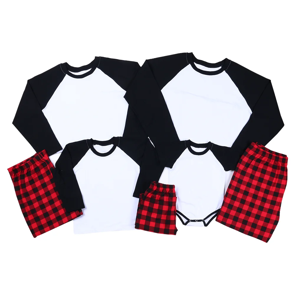 Одинаковые рождественские пижамы для семьи, хлопковые рубашки реглан, топ, клетчатая рубашка с рисунком буйвола