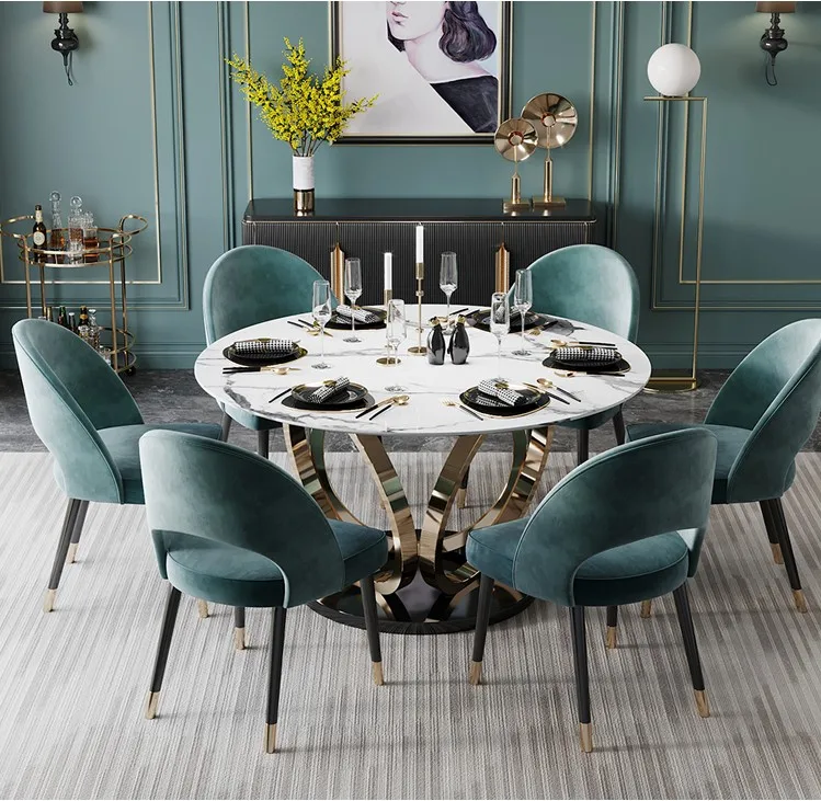 Hot selling Iron Console Turntable Marble Acrylic Dining With Top Stainless Steel Glass Table with low price