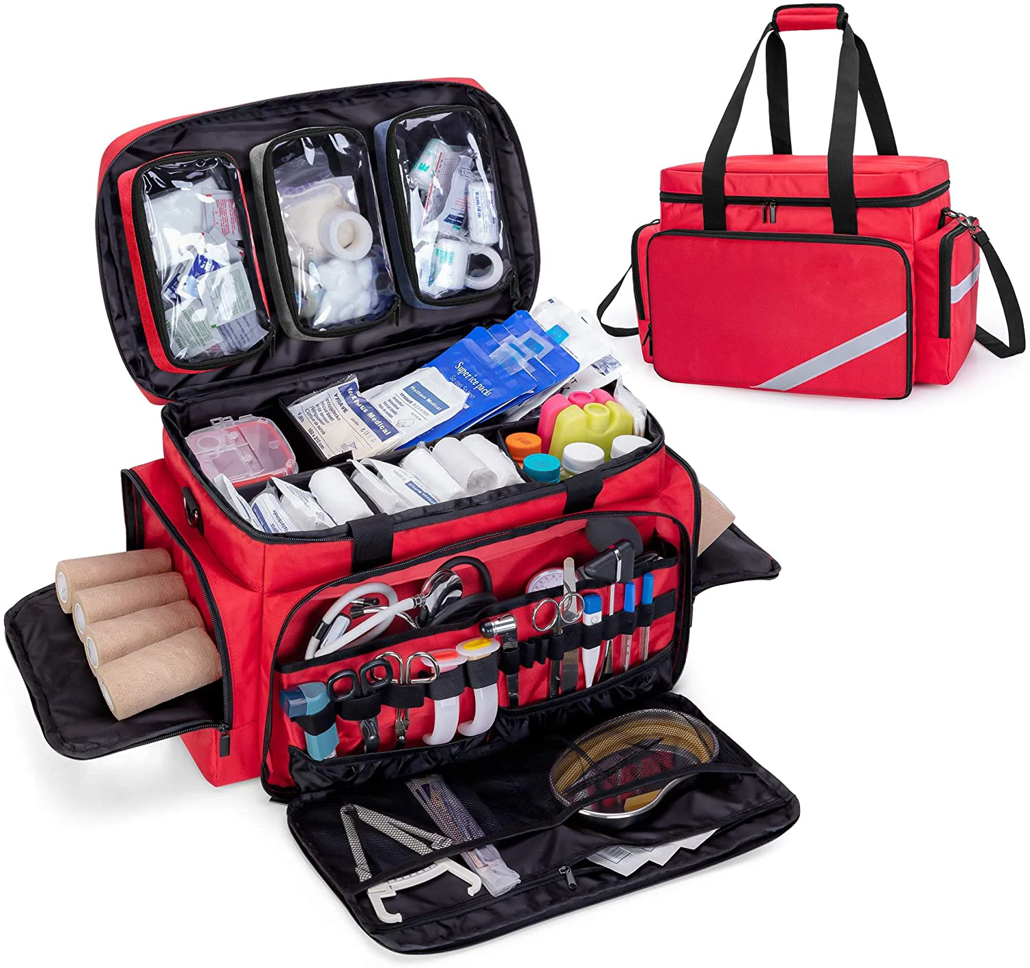 Custom Professional Medical Bag Emergency Responder Trauma Bag with Inner Dividers and Anti-Slip Bottom First Aid Bag