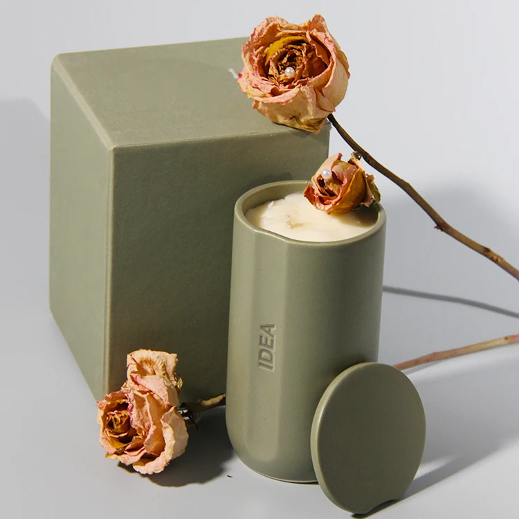 Modern Nordic Cylinder Scented Candle Vessel Empty Printed Custom Fragrance For Glazed Ceramic Candle Jar Wedding Gifts