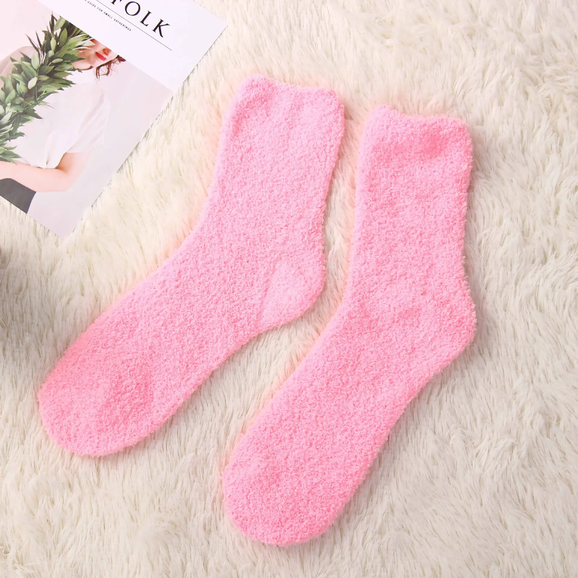 Most popular womens short fluffy microfiber home thick socks