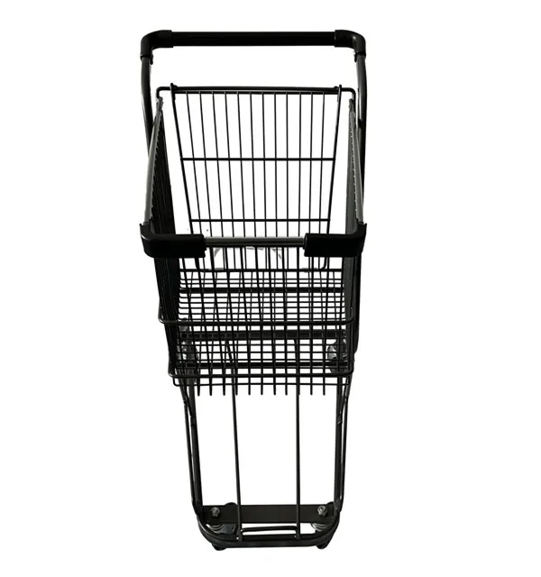 2024 new unfolding 2 layers  metal wire two basket  supermarket shopping basket trolley