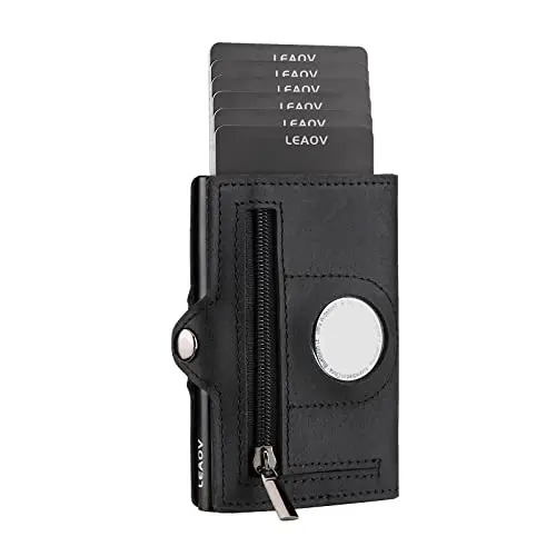 automatic Minimalist Credit Card Holder Pop Up Cards for Men RFID Blocking Slim Metal wallet with air tag pocket