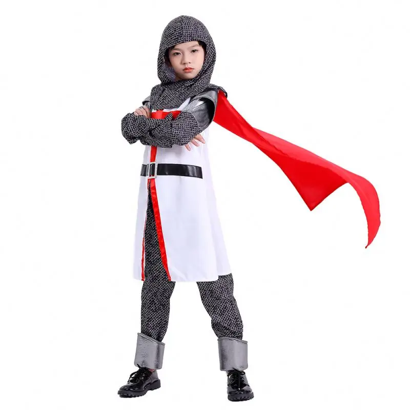 Kid Knight Cloak Boy Crusader Robe Medieval Knight Templar Costume Cosplay Renaissance Knight Outfit