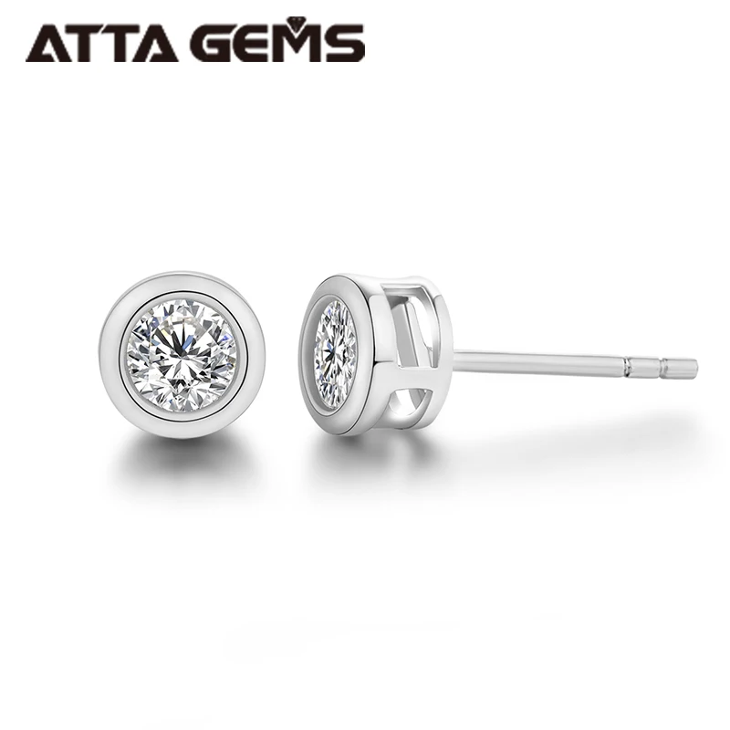 14K 10k gold D Color VVS 4mm Round Cut Moissanite Studs Earrings 925 Sterling Silver Fine Jewelry For Her