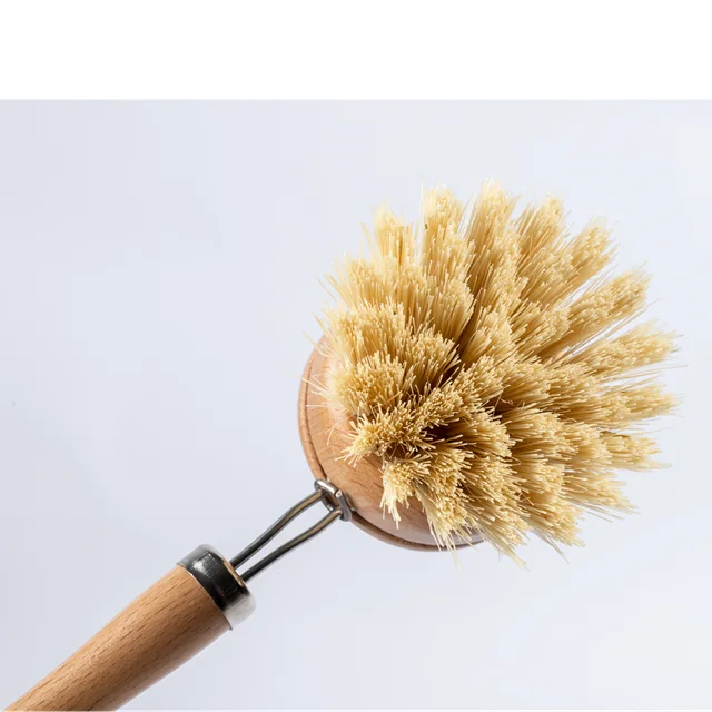 Manufacture Beech Wood Handle Natural Tampico Wood Dish Brush