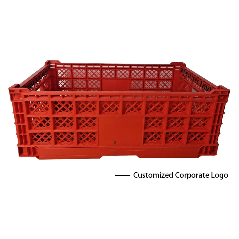 Agriculture HDPE Plastic Foldable Folding Vented Collapsible Fruit And Vegetable Storage Stackable Folding Crate