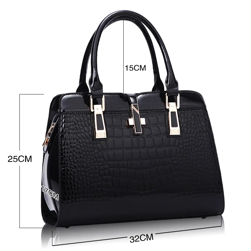 Wholesale Pu Leather Large Capacity Shoulder Bags Unique Vintage Patent-leather Crocodile Print Handbags