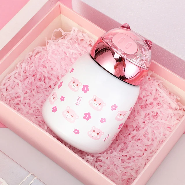 Personality stainless steel thermos flask mini pink insulated cup