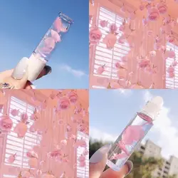 New cute transparent lip balm oil private label plant flower lipstick colorful liquid lip gloss