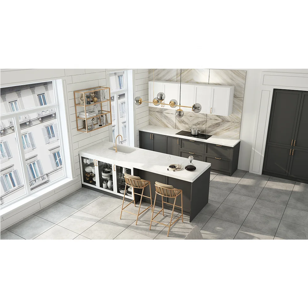 Modular High Gloss White Lacquer Custom Design Kitchen Cabinets