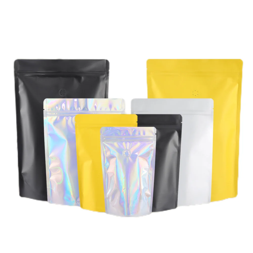 Customized Stand Up Zipper Lock bag Food Grade Zipper Round coffee bag For Food coffee Bean With Valve