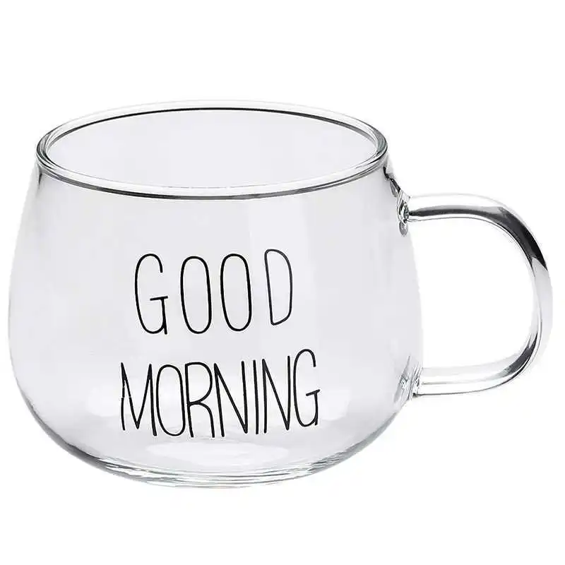 Кофейное стекло Good Morning, прозрачная маленькая латте-чашка, OEM ODM от 300 до 400 мл