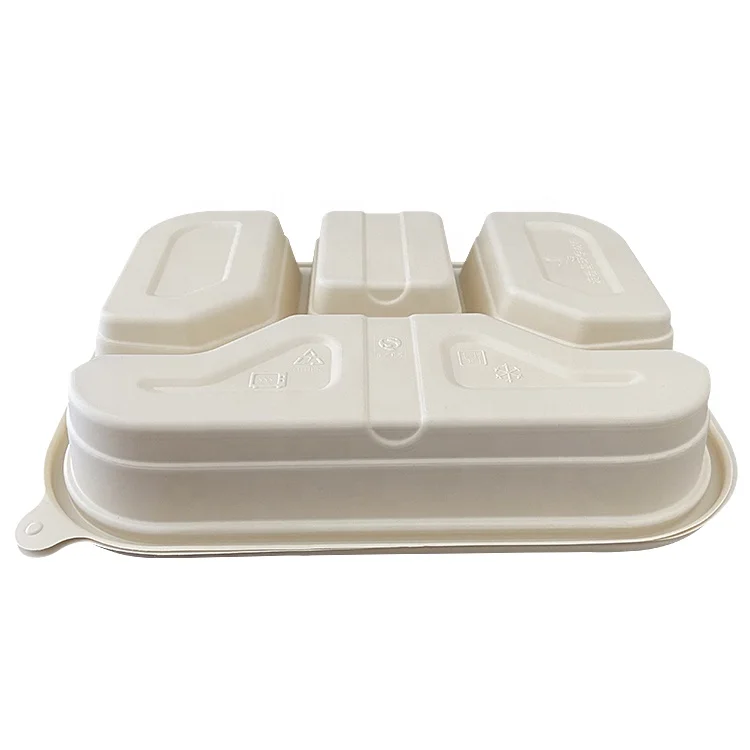 3 4 5 Compartment eco-friendly disposable biodegradable food grade cornstarch lunch packaging bowl takeaway fast food container