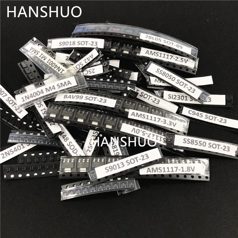 45 видов часто используемых SMD диодных транзисторов регулятор напряжения всего 450 шт. смешанных электронных компонентов набор в