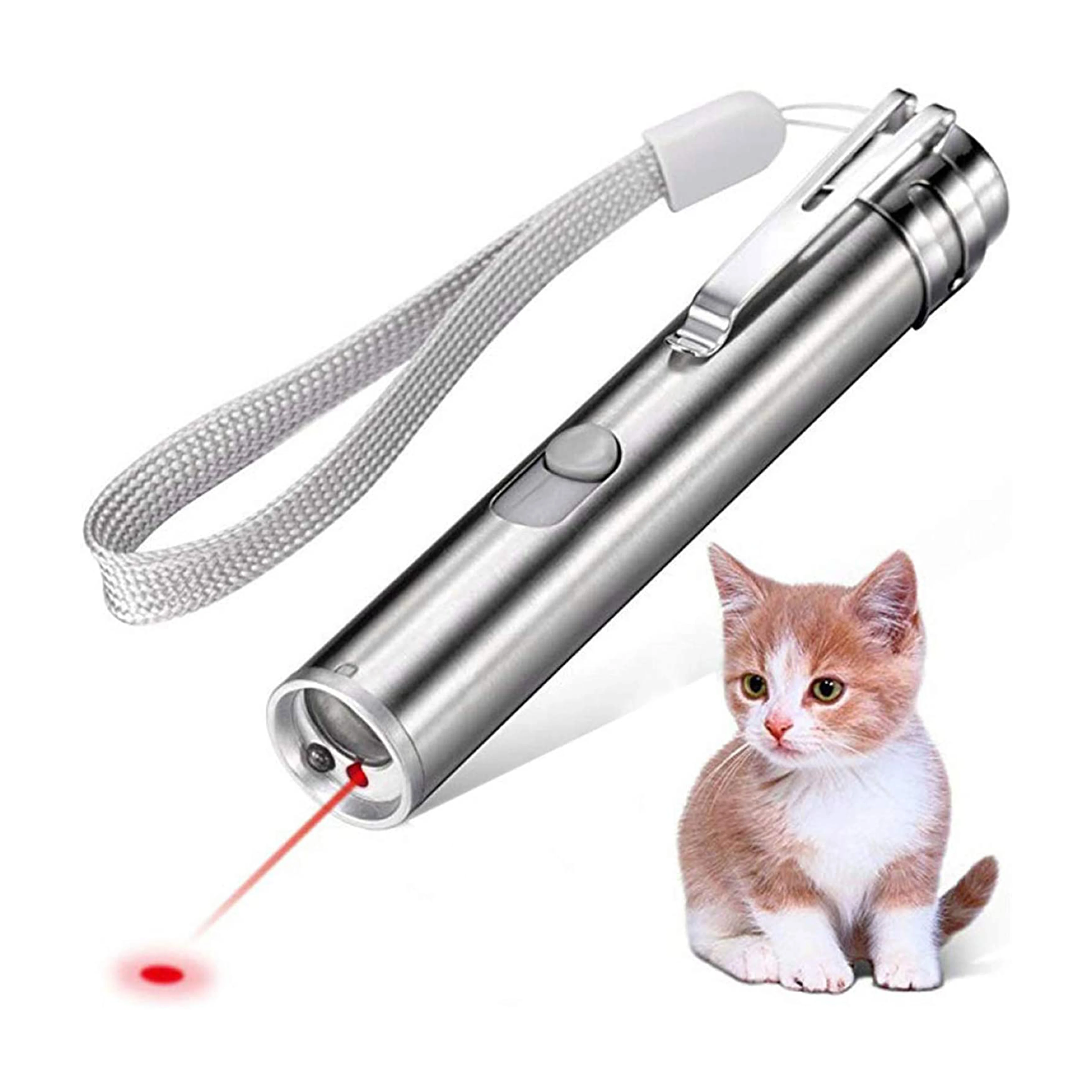 Stainless Steel silver automatic cat toy laser interactive